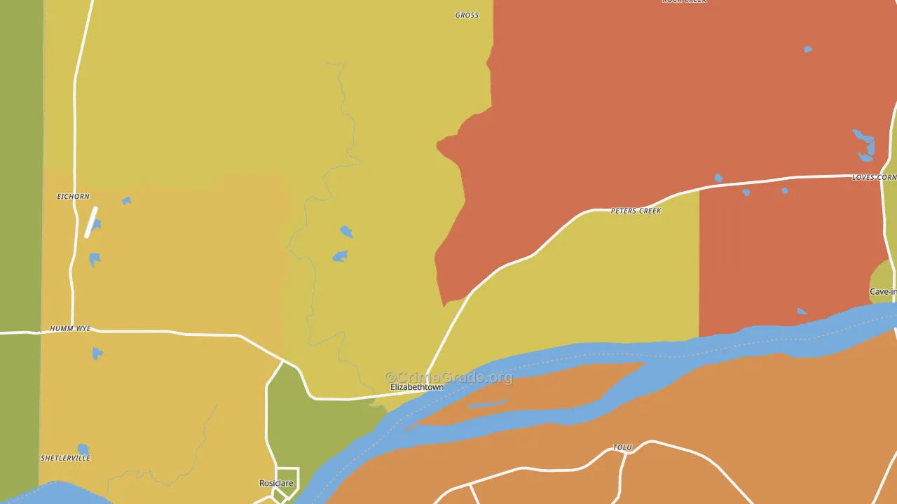 Hardin County, IL Map of Burglary Rates