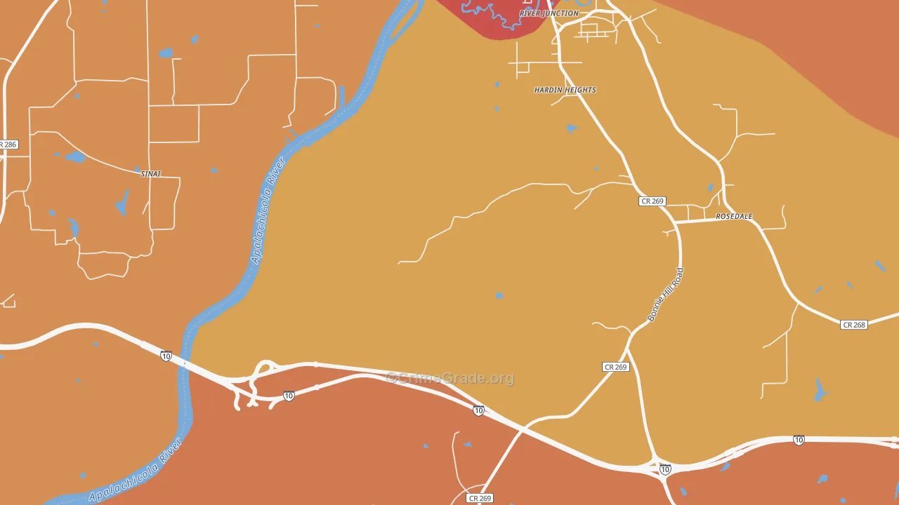 Hardin Heights, FL Map of Burglary Rates
