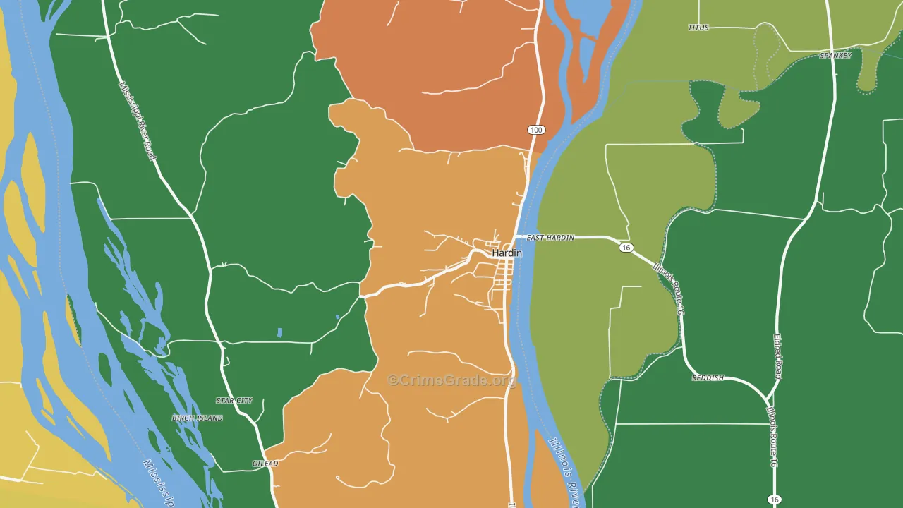 Hardin, IL Map of Burglary Rates