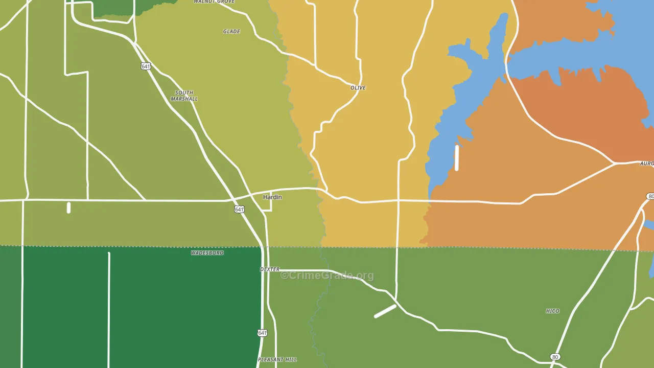 Hardin, KY Map of Burglary Rates