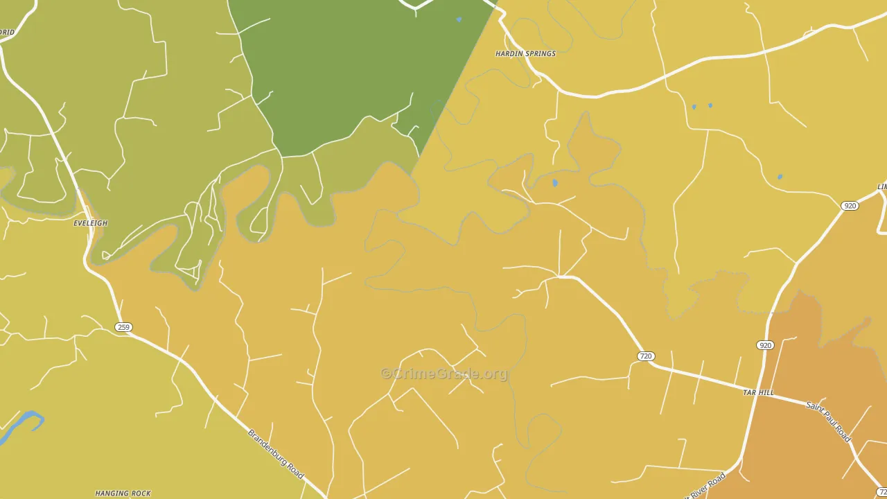 Hardin Springs, KY Map of Burglary Rates