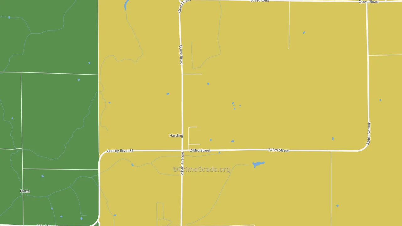 Harding, MN Map of Burglary Rates