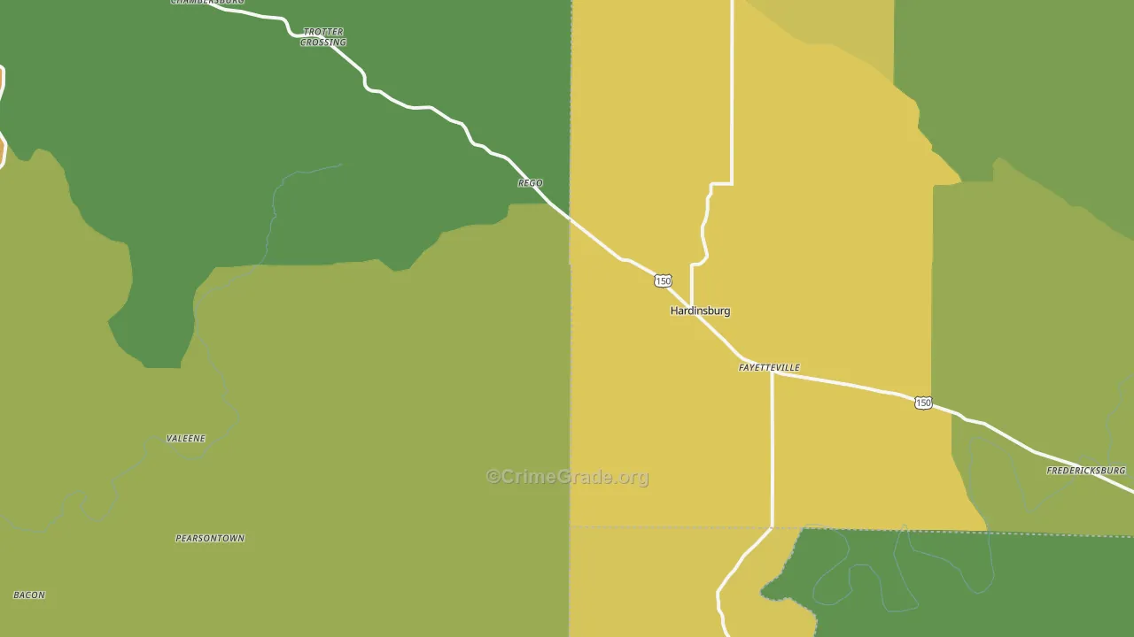 Hardinsburg, IN Map of Burglary Rates