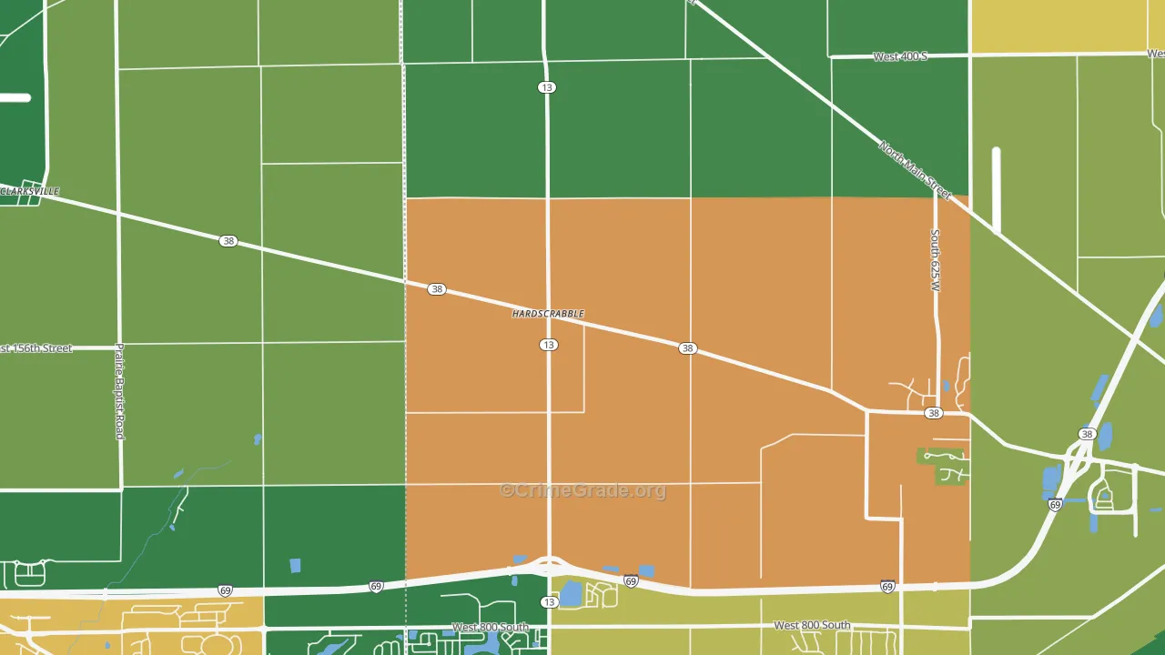 Hardscrabble, IN Map of Burglary Rates