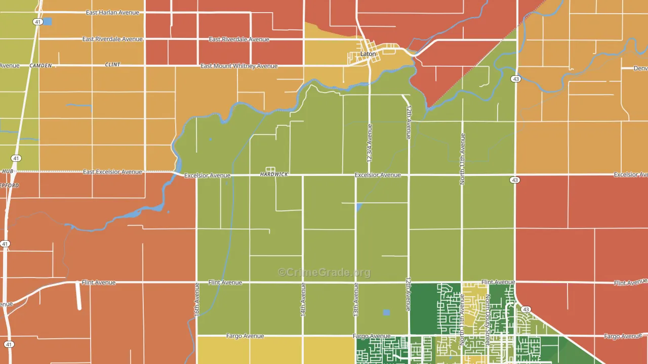 Hardwick, CA Map of Burglary Rates