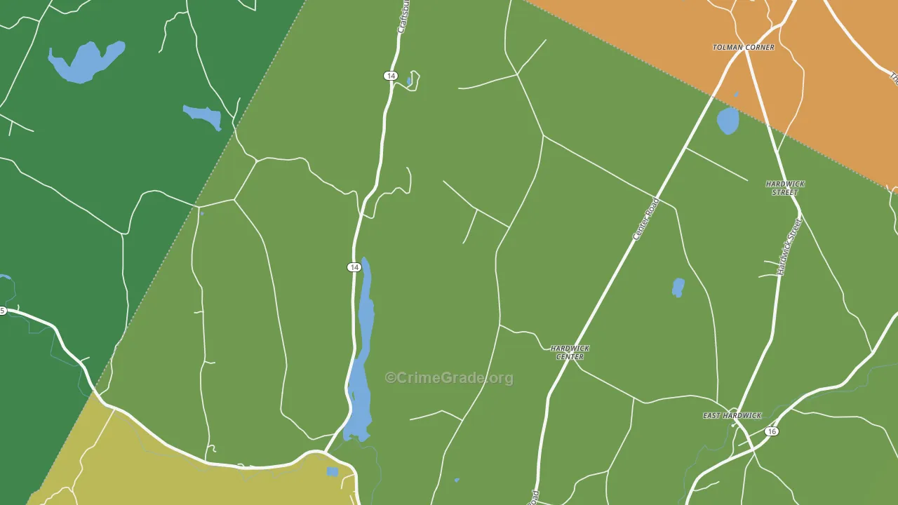 Hardwick Center, VT Map of Burglary Rates