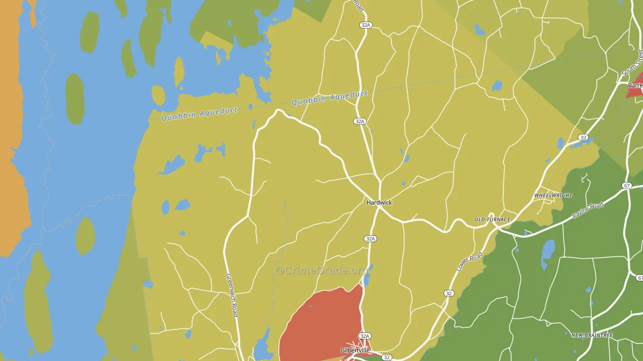 Hardwick, MA Map of Burglary Rates