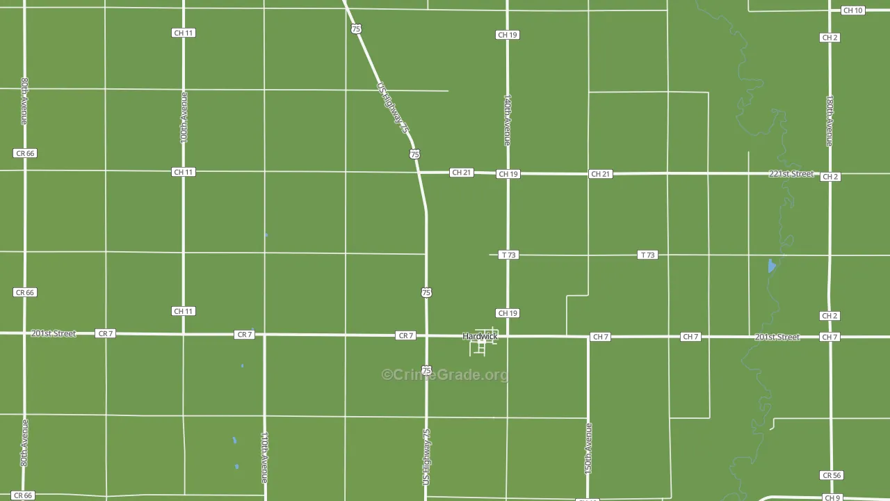 Hardwick, MN Map of Burglary Rates