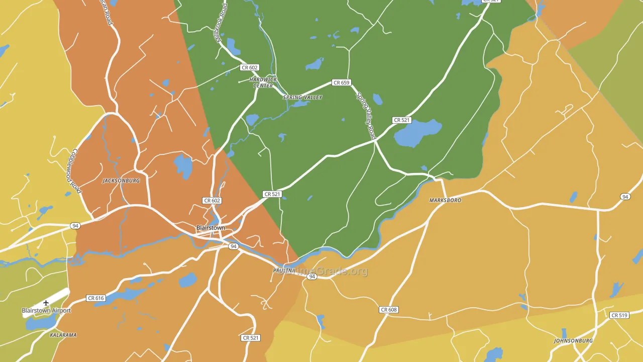 Hardwick, NJ Map of Burglary Rates