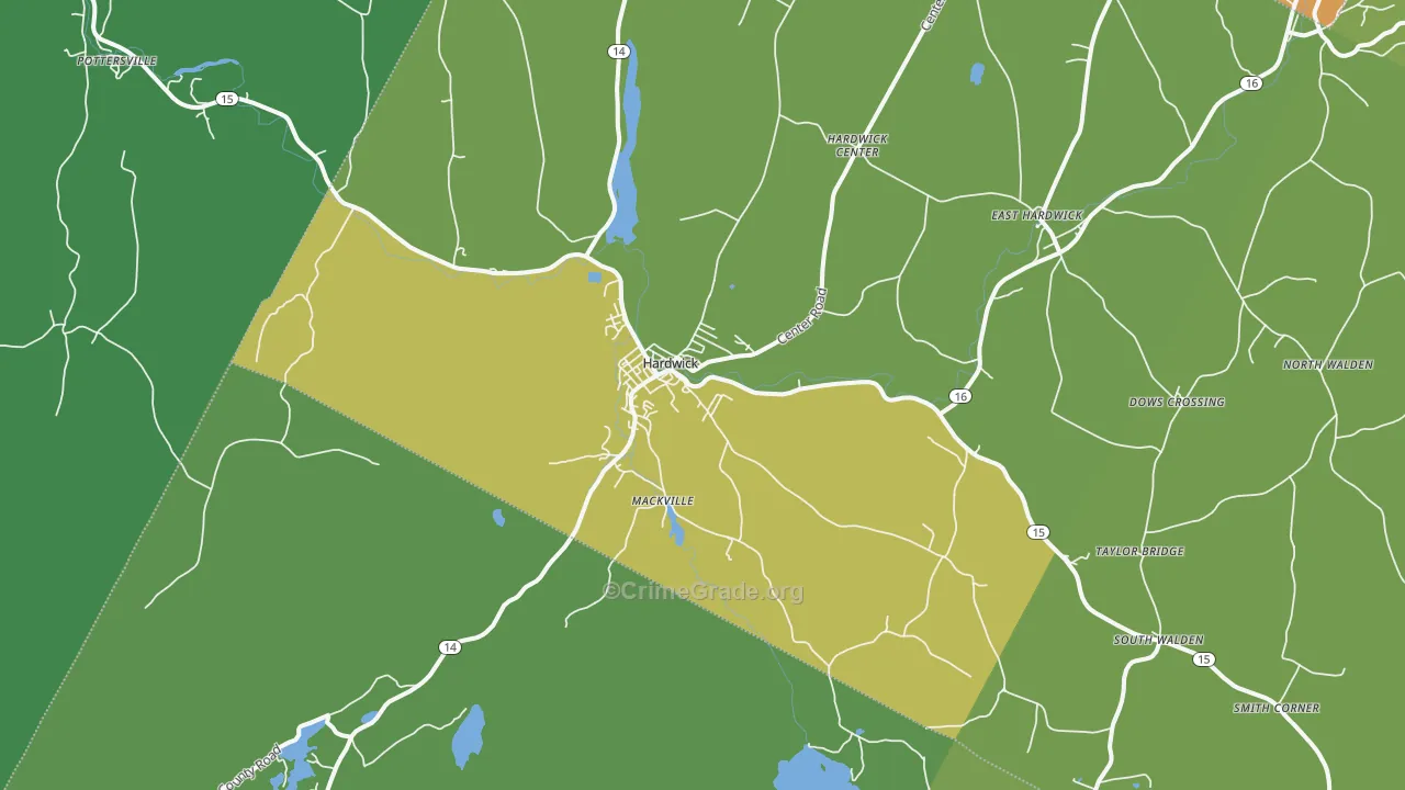 Hardwick, VT Map of Burglary Rates