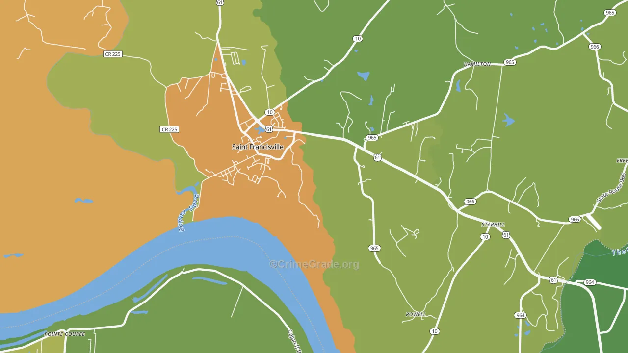 Hardwood, LA Map of Burglary Rates