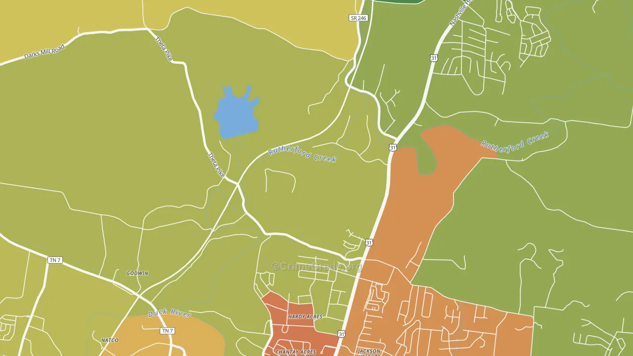Hardy Acres, TN Map of Burglary Rates