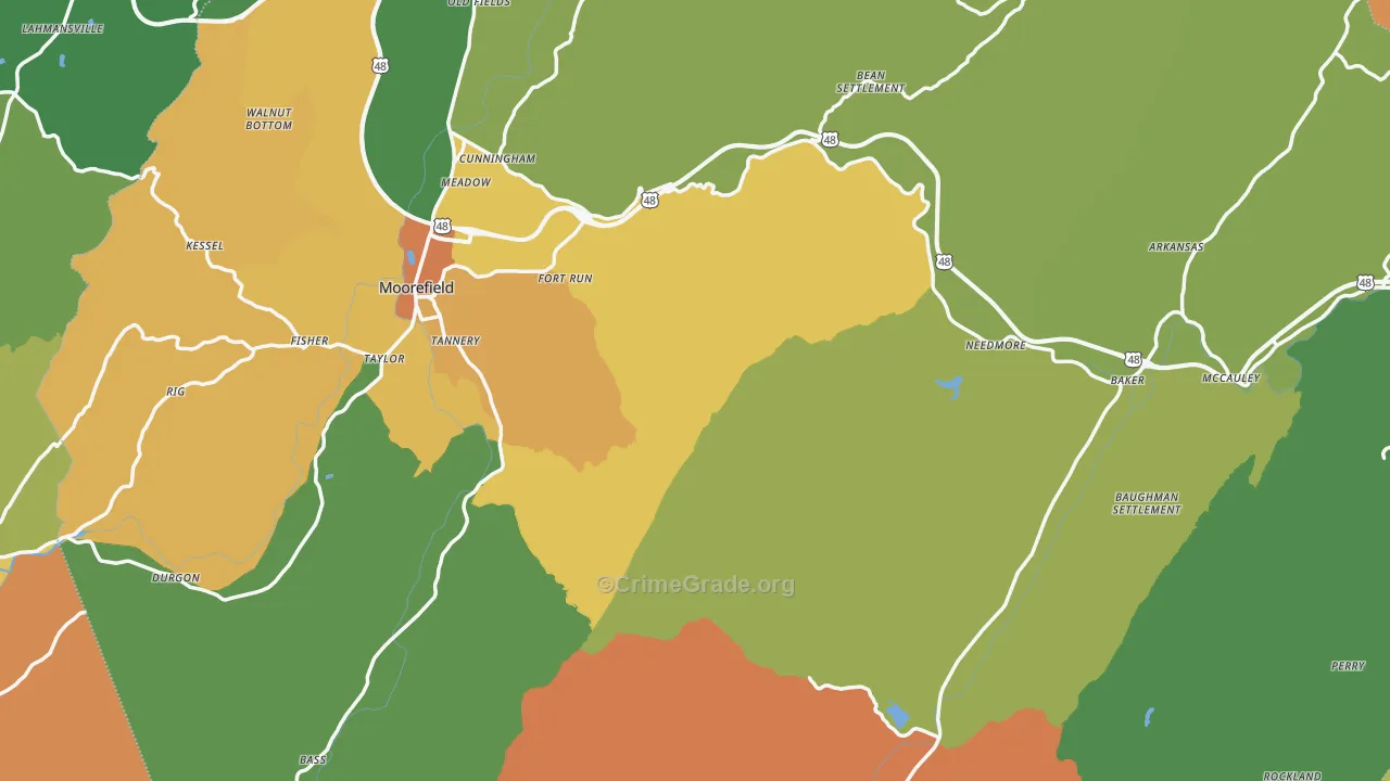 Hardy County, WV Map of Burglary Rates