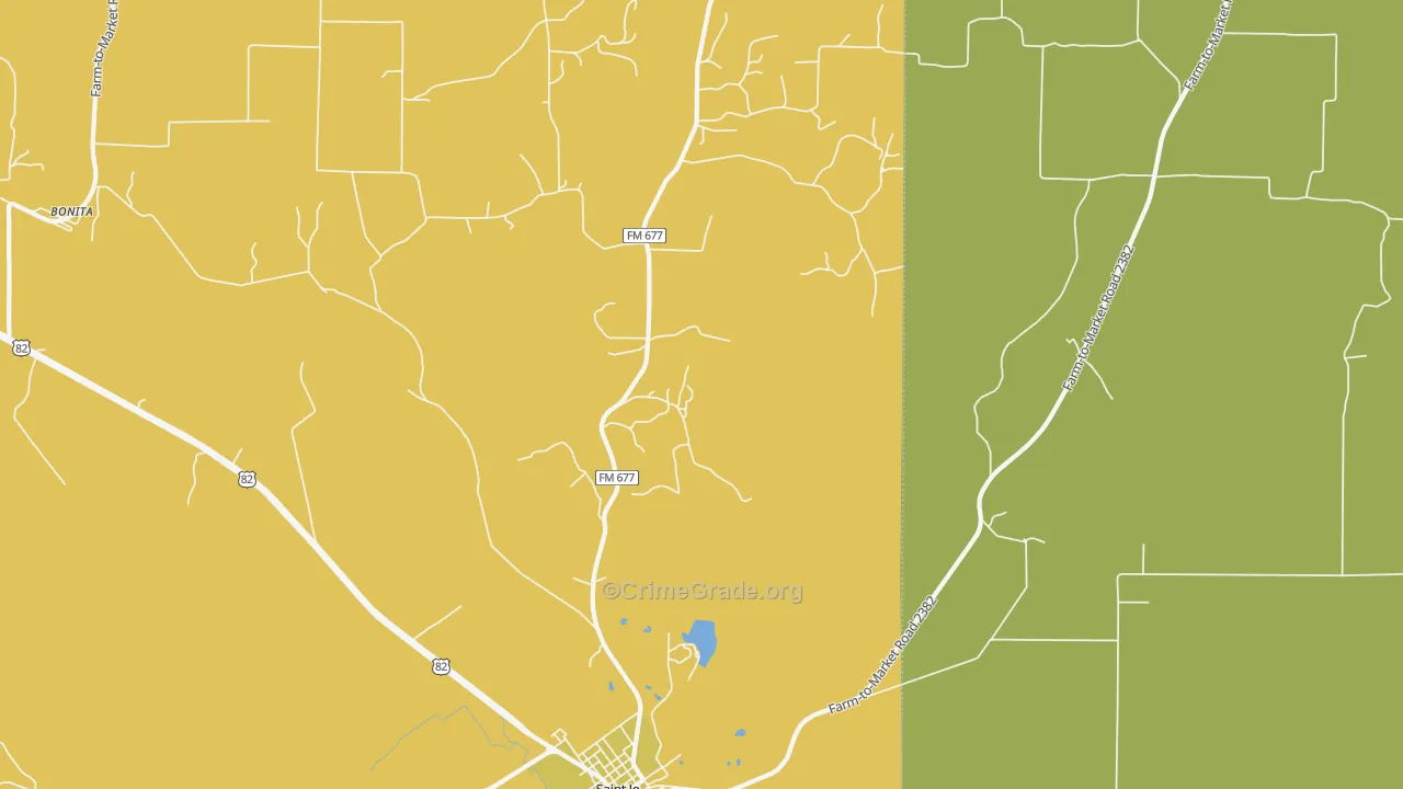 Hardy, TX Map of Burglary Rates