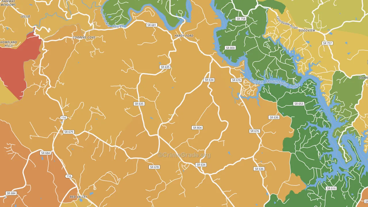 Hardy, VA Map of Burglary Rates