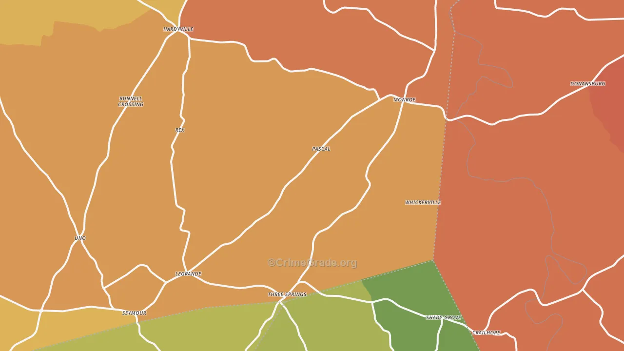 Hardyville, KY Map of Burglary Rates