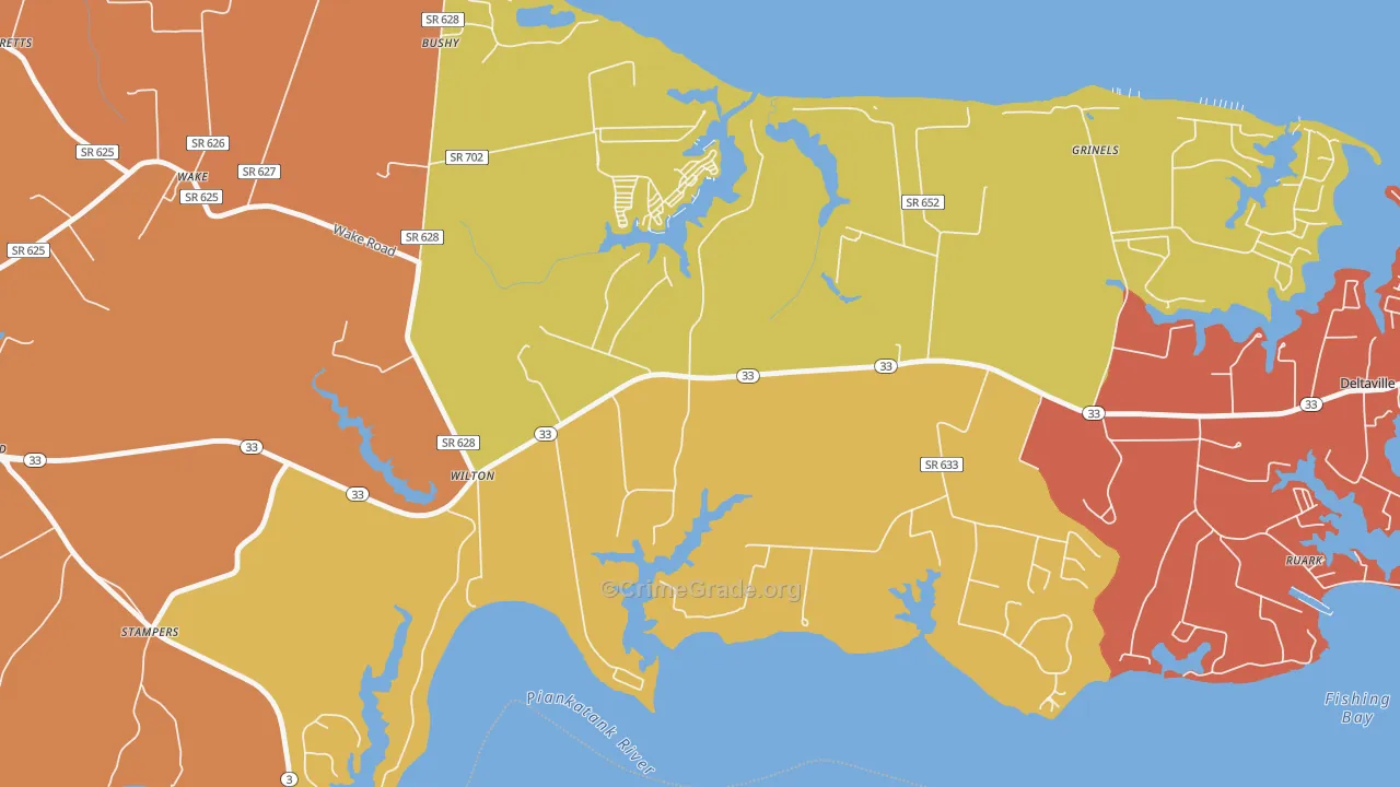 Hardyville, VA Map of Burglary Rates