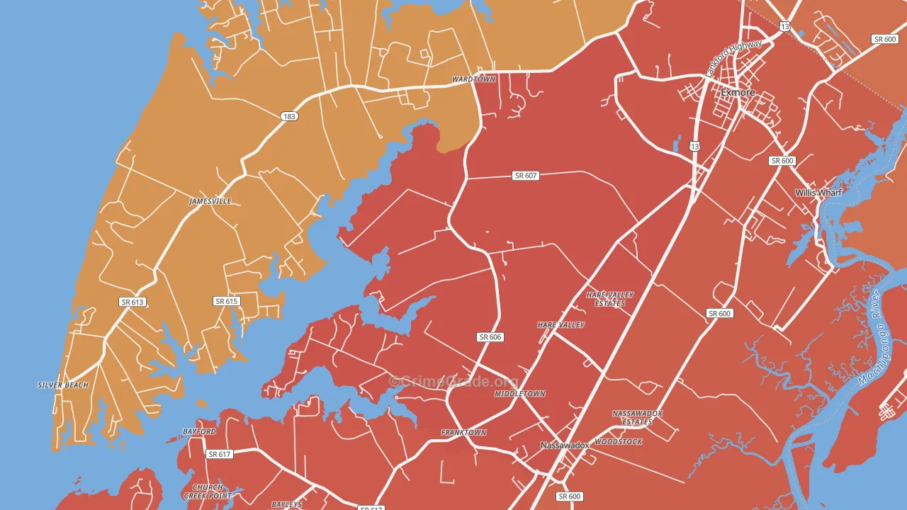 Hare Valley, VA Map of Burglary Rates
