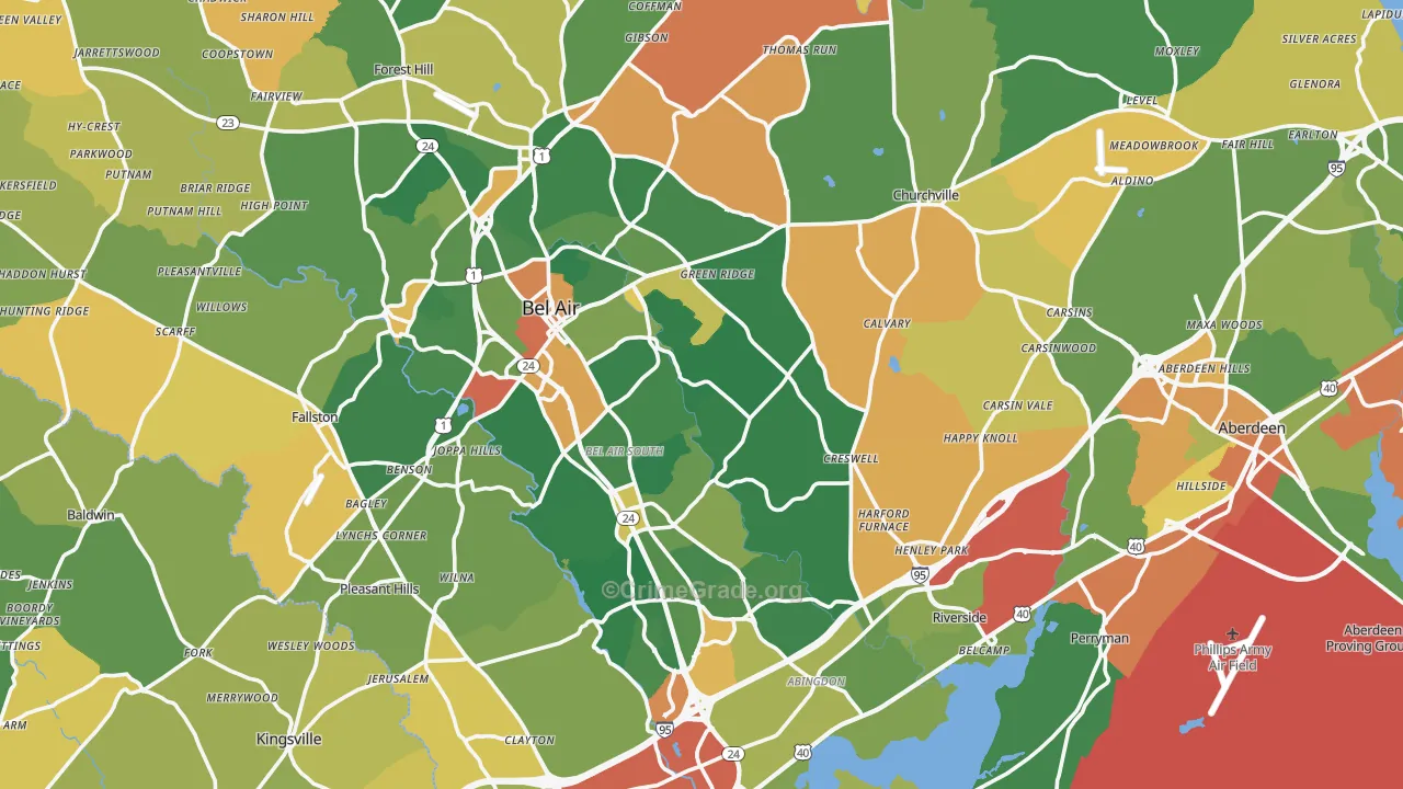 Harford County, MD Map of Burglary Rates