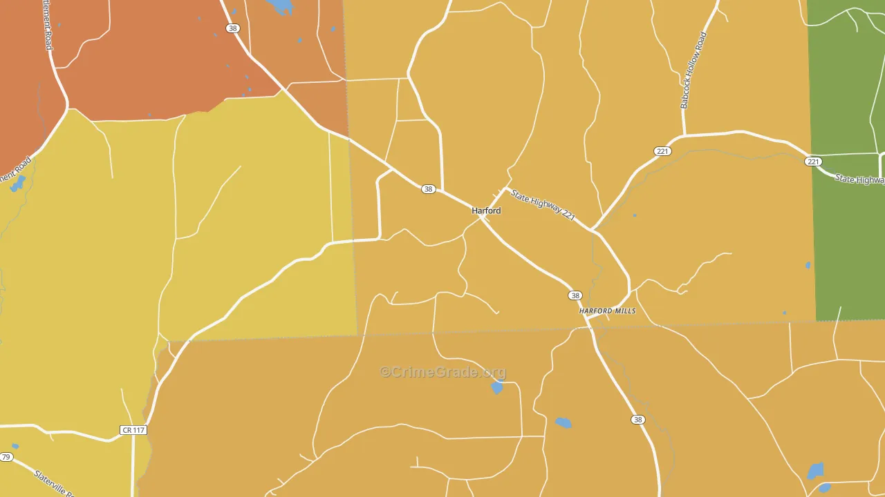 Harford, NY Map of Burglary Rates