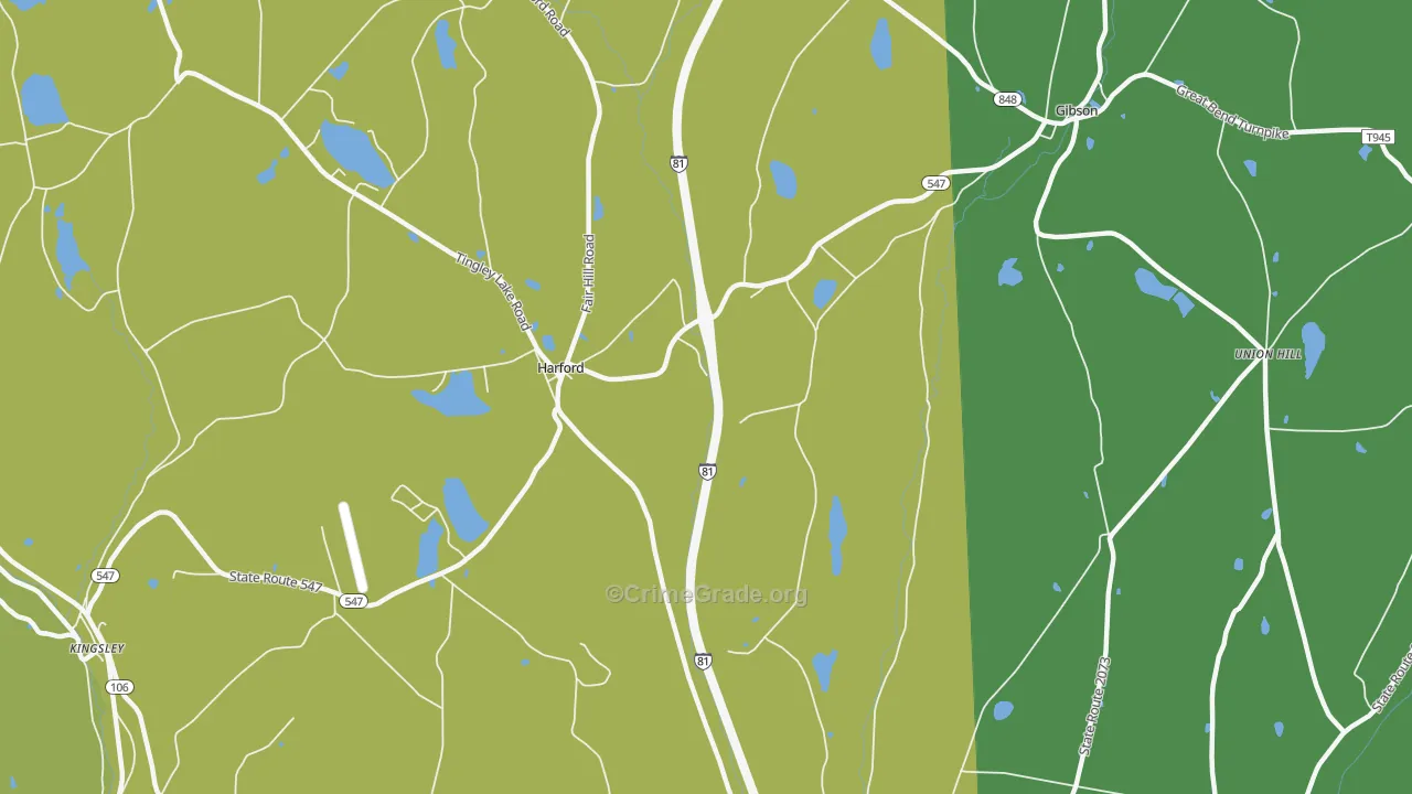 Harford, PA Map of Burglary Rates