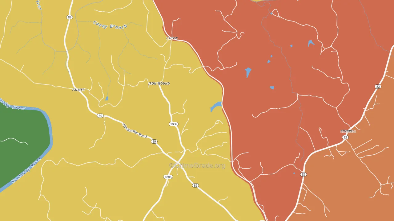 Hargett, KY Map of Burglary Rates