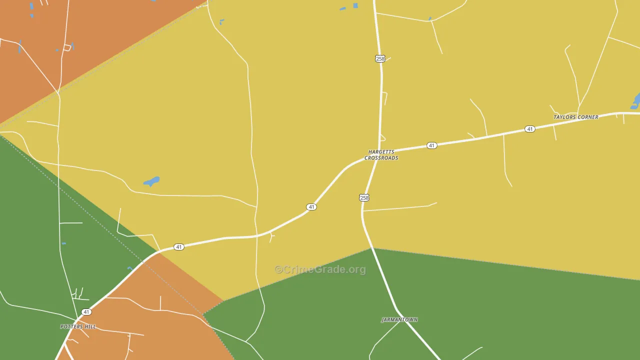 Hargetts Crossroads, NC Map of Burglary Rates