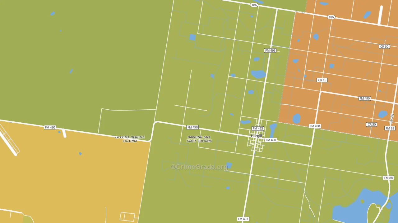 Hargill, TX Map of Burglary Rates