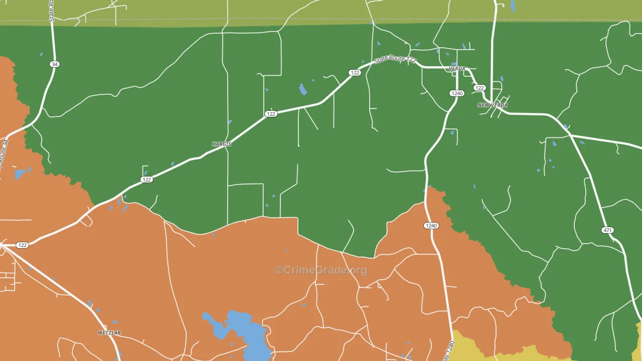 Hargis, LA Map of Burglary Rates