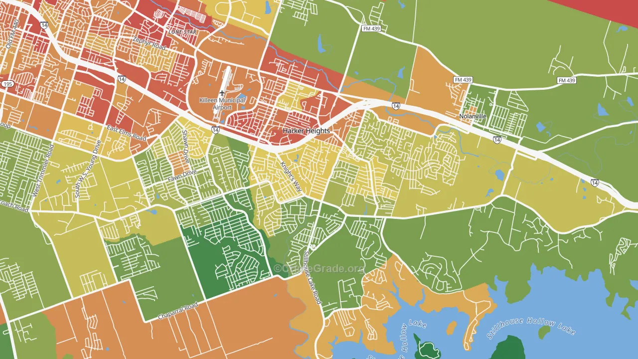 Harker Heights, TX Map of Burglary Rates