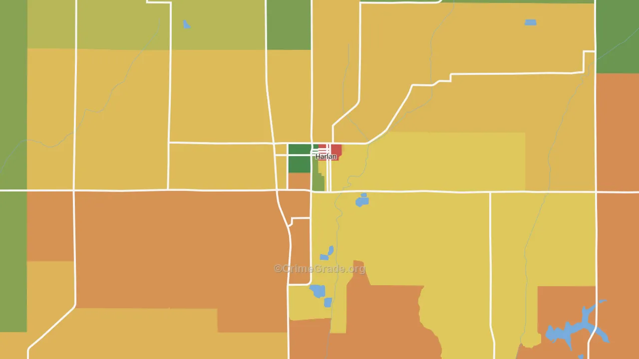 Harlan, IA Map of Burglary Rates