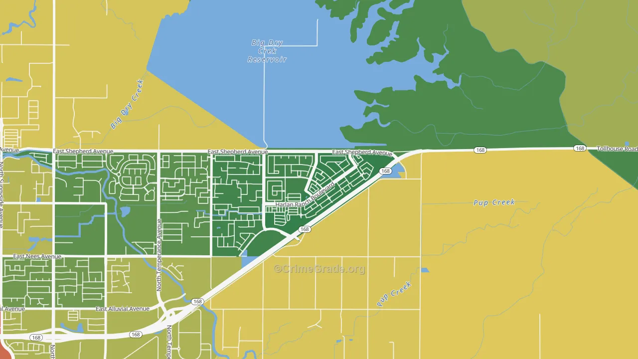 Harlan Ranch, Clovis, CA Map of Burglary Rates