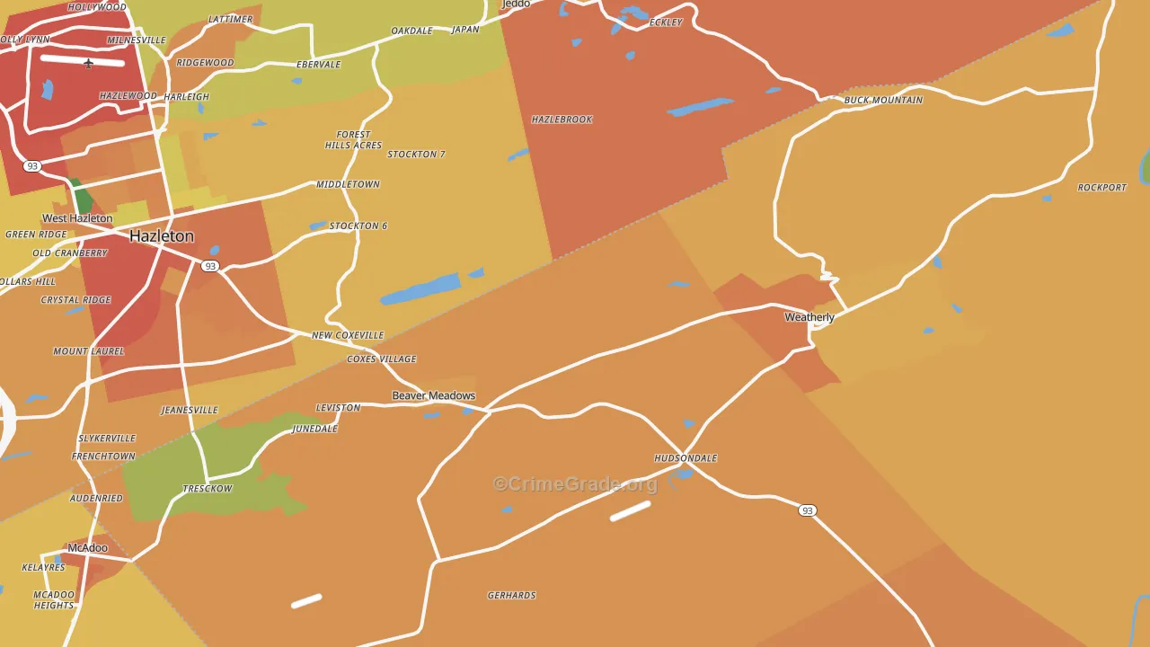 Harleigh, PA Map of Burglary Rates