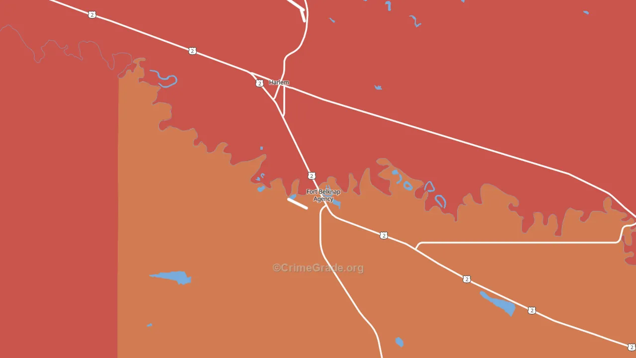 Harlem, MT Map of Burglary Rates
