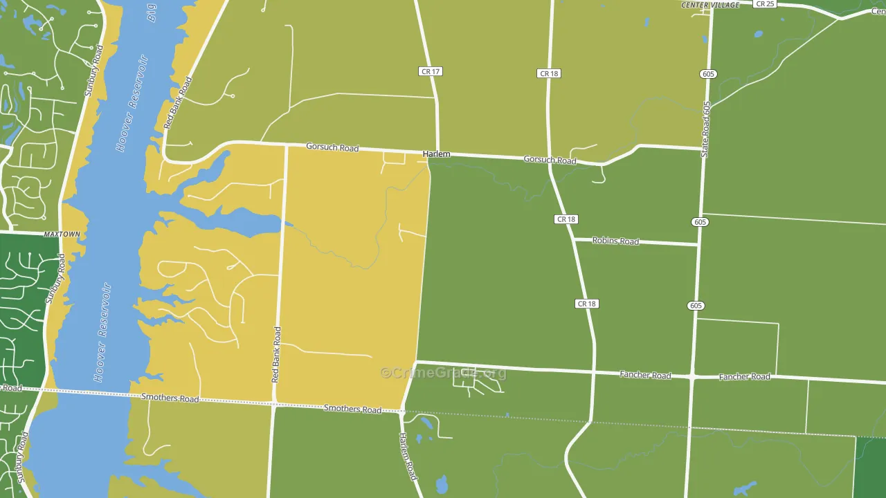 Harlem, OH Map of Burglary Rates