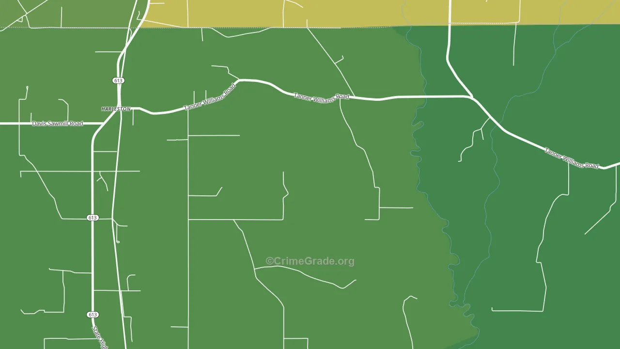 Harleston, MS Map of Burglary Rates