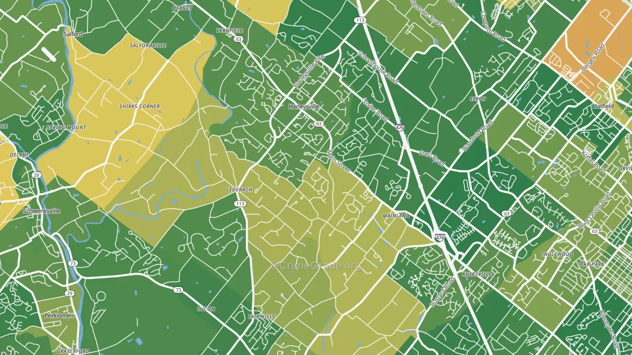 Harleysville, PA Map of Burglary Rates