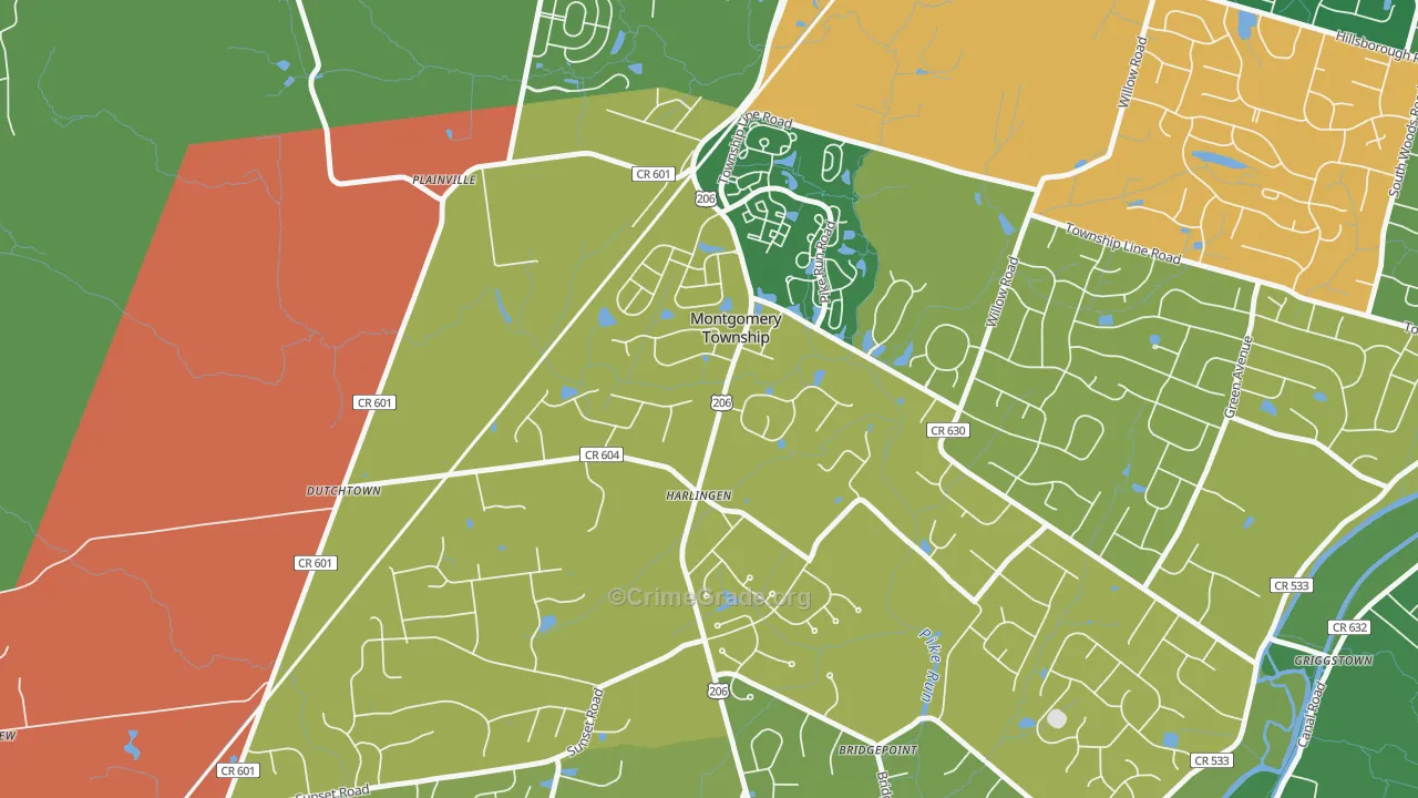 Harlingen, NJ Map of Burglary Rates