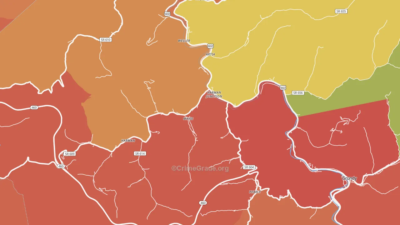 Harman Junction, VA Map of Burglary Rates