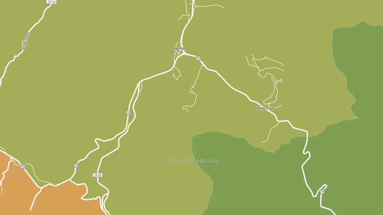 Harman, WV Map of Burglary Rates