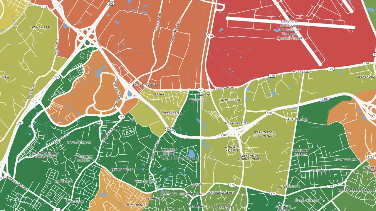 Harmans, MD Map of Burglary Rates