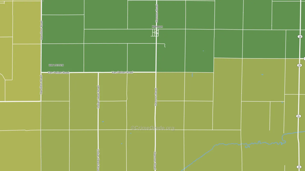 Harmon, IL Map of Burglary Rates