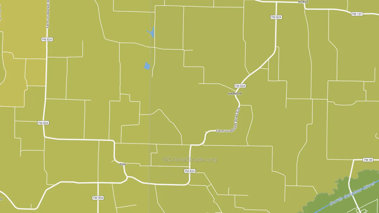 Harmon, TX Map of Burglary Rates