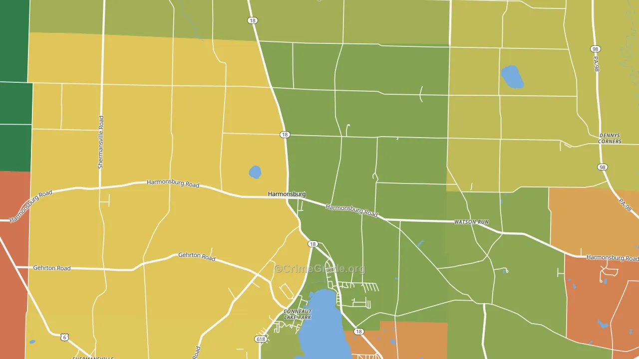 Harmonsburg, PA Map of Burglary Rates