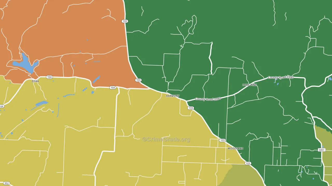 Harmony, AR Map of Burglary Rates