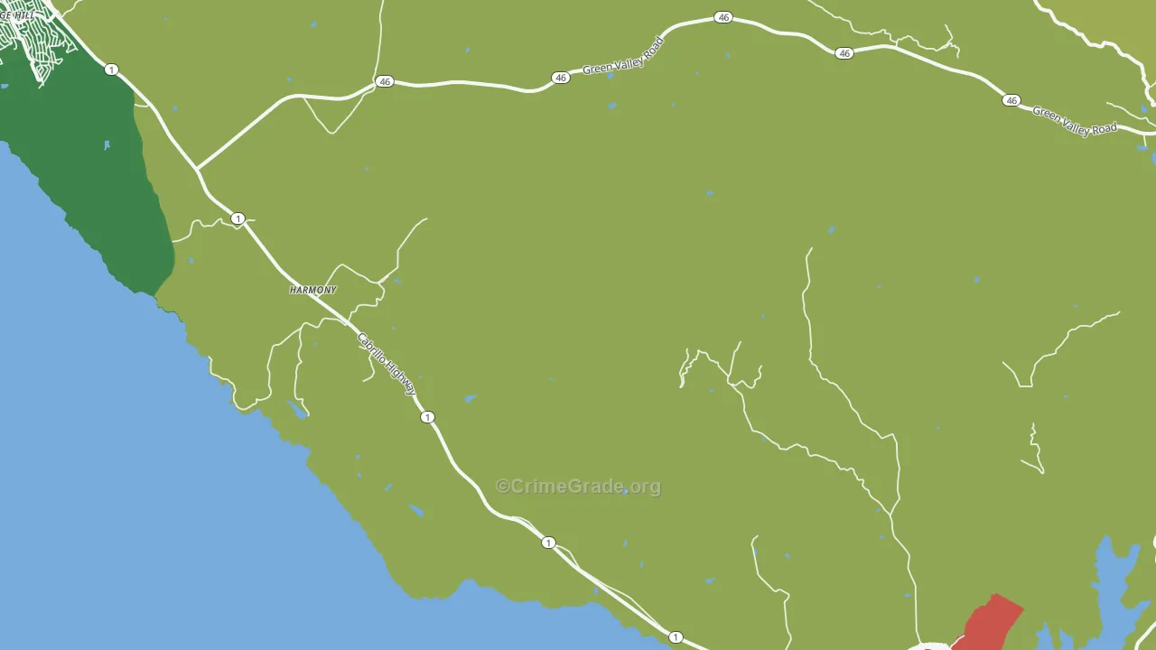 Harmony, CA Map of Burglary Rates