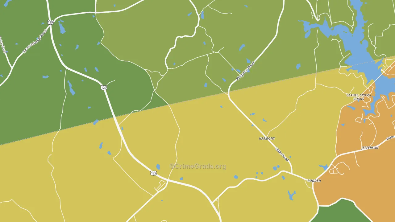 Harmony, GA Map of Burglary Rates
