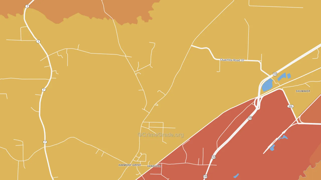Harmony Grove, AR Map of Burglary Rates