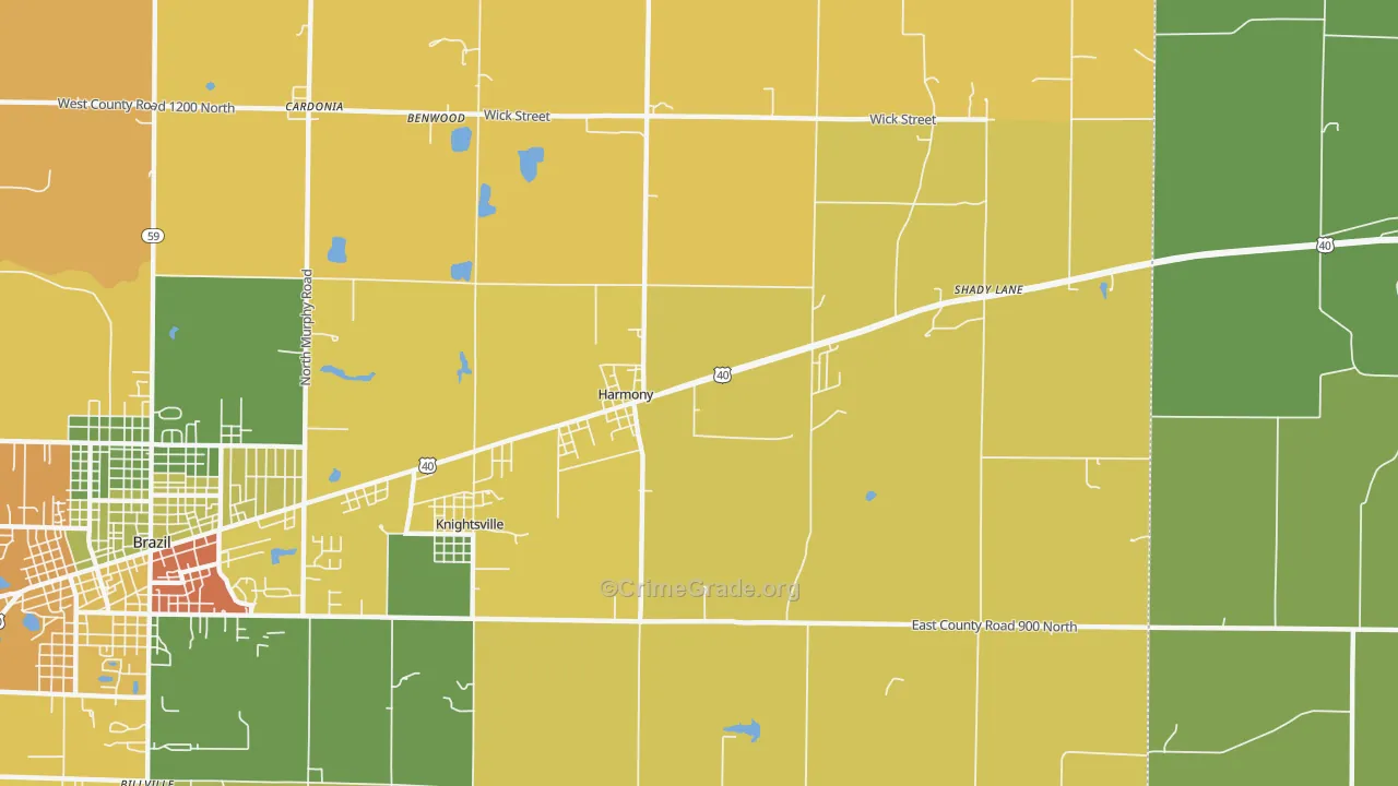 Harmony, IN Map of Burglary Rates
