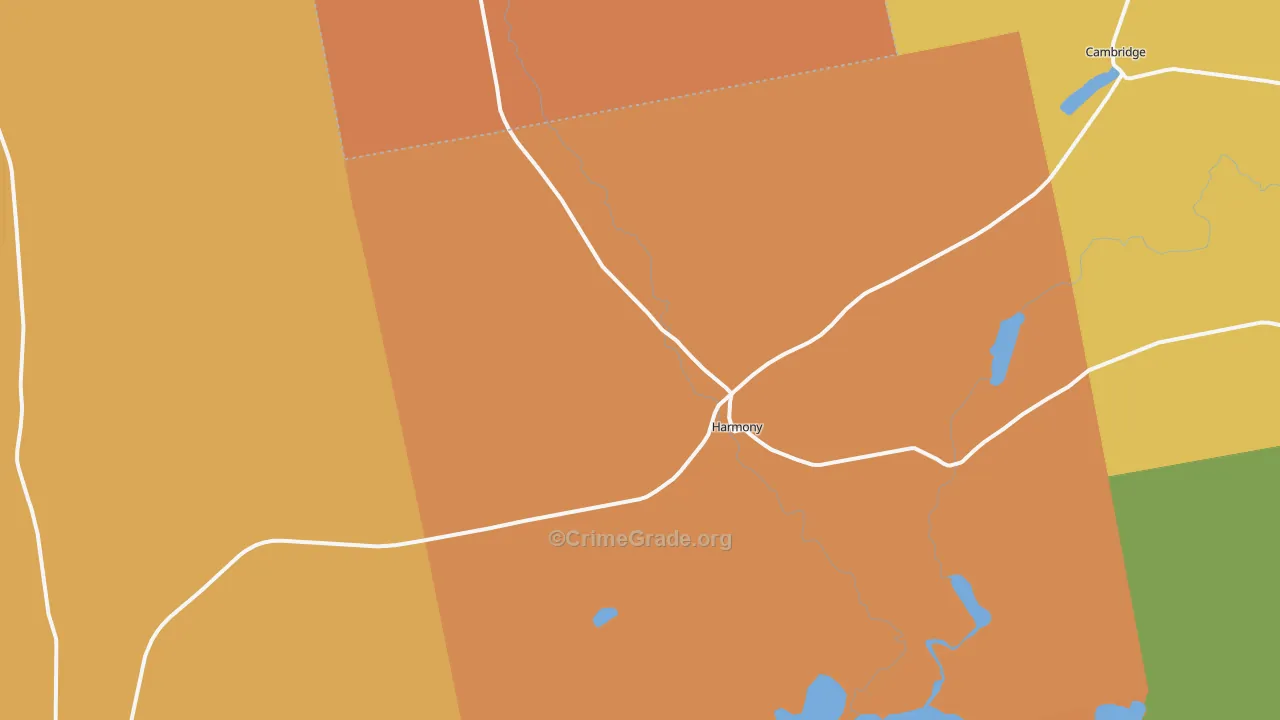 Harmony, ME Map of Burglary Rates